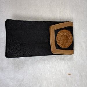 Vintage Perry Ellis America Black Tan Leather Long Wallet Clutch Logo